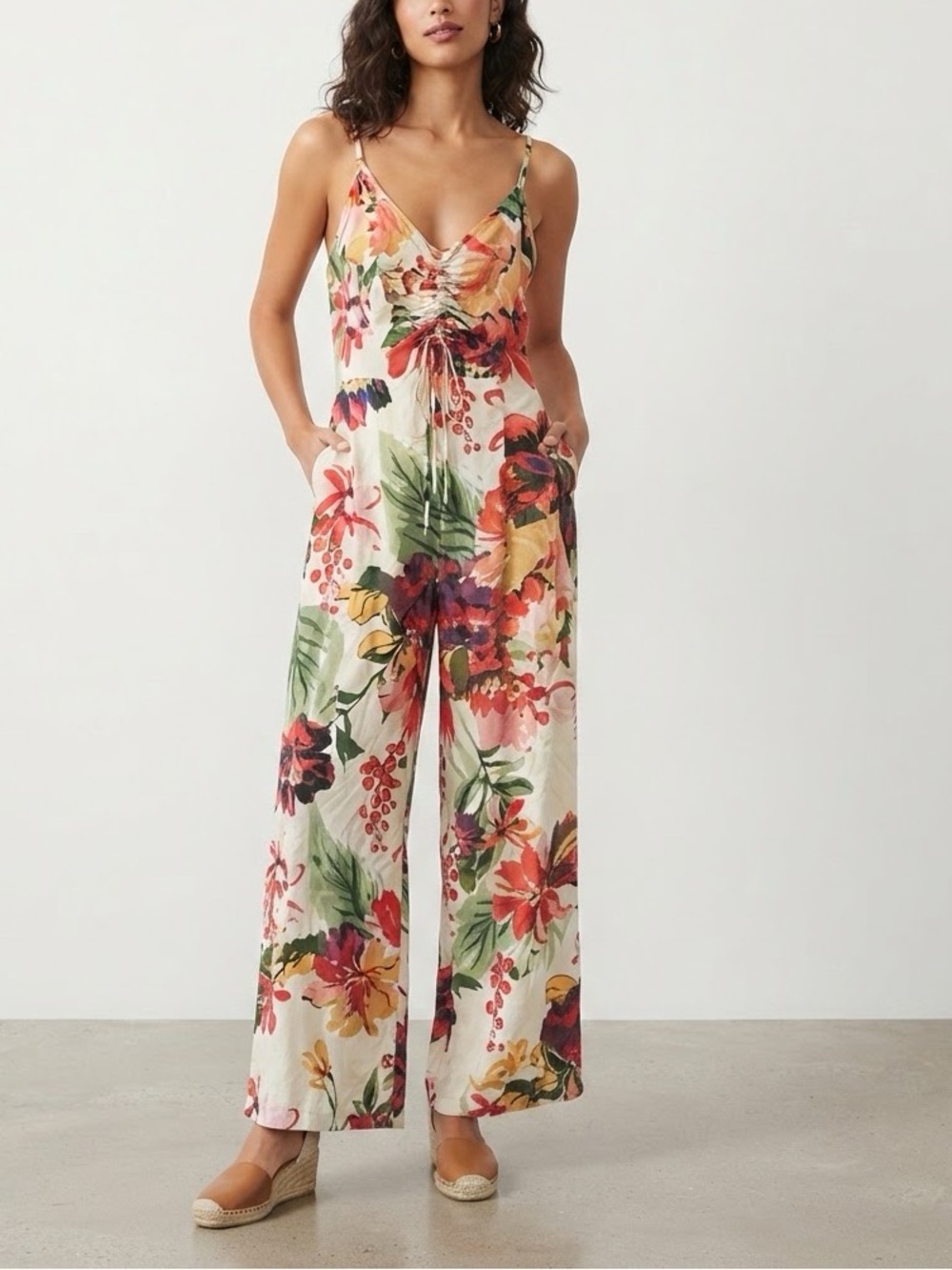 💥🔥 Cato Tropical Floral Wide Leg Jumpsuit Plus Size 26/28W Boho Vacation ✨👗❤️